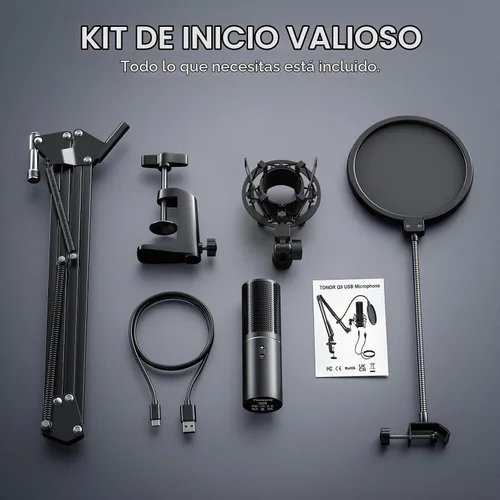 Vista 6 de TONOR Micrófono de podcast USB, kit de micrófono de transmisión de estudio para PC gaming para PS4/5/Discord/Twitch Gamer, equipo de condensador
