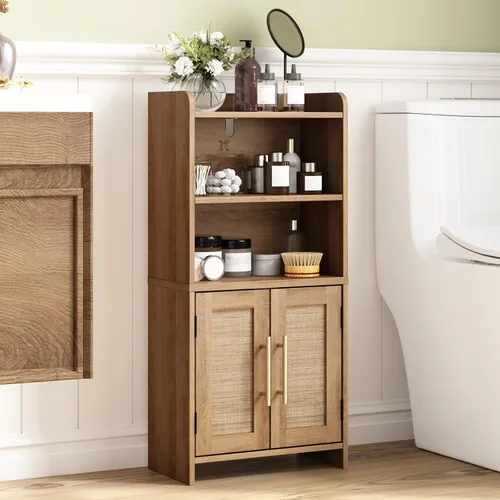 Vista 10 de Gabinete de almacenamiento de baño pequeño con 2 puertas y estante Negro