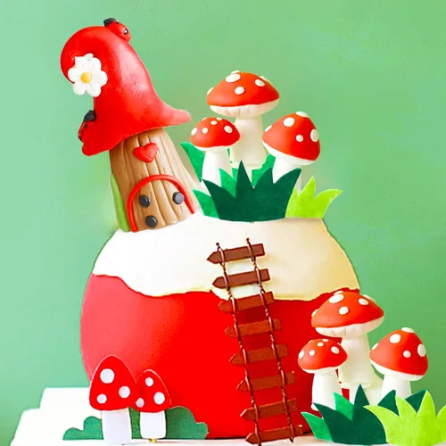 Vista 7 de Decoración de pastel de hongos del bosque de hongos Woodland Baby Shower,decoración de pastel de bosque de mariquita de setas decoración de pastel