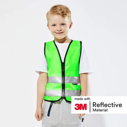 Vista 2 de Salzmann 3M - Chaleco de seguridad de alta visibilidad para niños, con cremallera, fabricado con material reflectante 3M Made with 3M Reflective