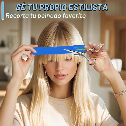 Vista 3 de Herramientas profesionales para el peinado: kit de capas y recorte de bricolaje con clips, guía para flequillo, capas, puntas abiertas - azul