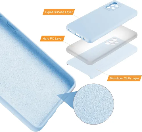 Vista 3 de Funda diseñada para Galaxy A52 5G / A52s 5G, silicona líquida de goma a prueba de golpes, forro de tela de microfibra suave, compatible con Galaxy