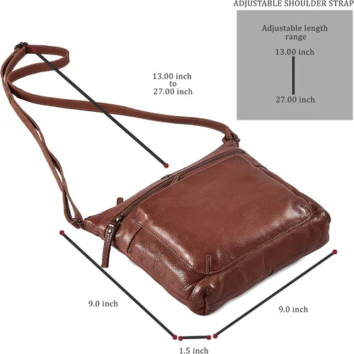 Vista 4 de Cartera de cuero genuino para mujer, bolso cruzado de viaje, bolso de hombro, cartera pequeña vintage Real Leather, Travel, Shoulder, Small, Vintage