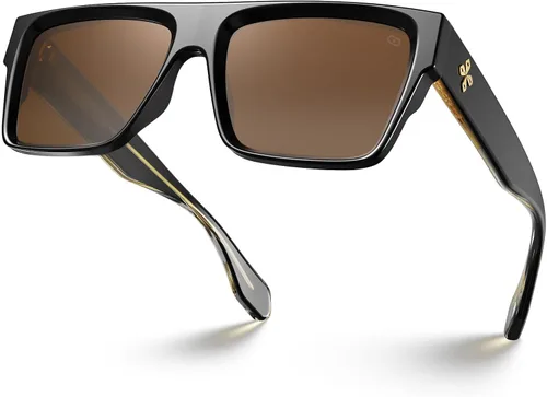 Vista 9 de VISOONE Oversized Square Flat Top Sunglasses Women Men Negro/Gris Profundo