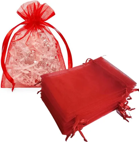 Vista 41 de Paquetes de 50 bolsas de regalo de organza de 4 x 6 pulgadas con cordón negro transparente, decoraciones de embalaje de tela transparente