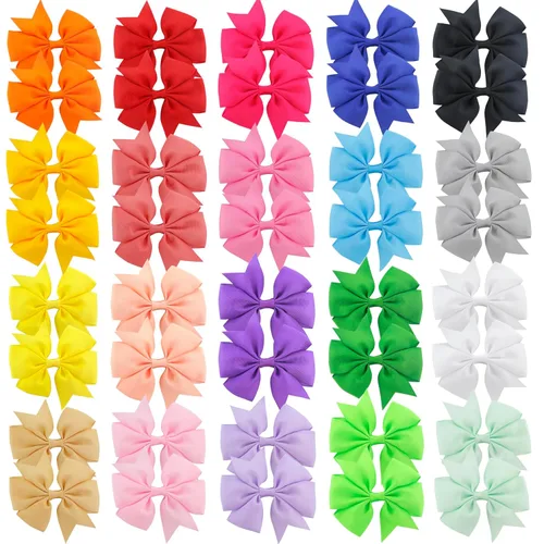 Vista 11 de 60 piezas de broches para el pelo con lazos para bebés: broches de 2 pulgadas totalmente forrados para bebés y niñas (30 pares)