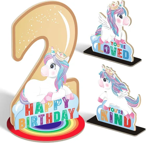Vista 28 de Juego de 3 piezas de dinosaurios con signo de número de 2º cumpleaños, decoración de mesa de dinosaurios para niños y niños de 2º cumpleaños