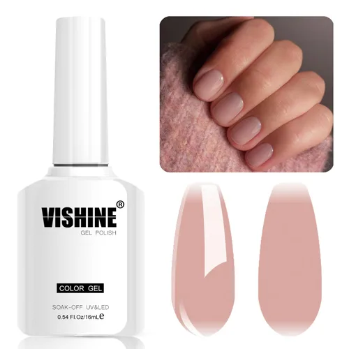 Vista 4 de Vishine Esmalte de uñas de gel French Rose – 0.54 onzas fluidas (0.54 onzas líquidas), color rosa nude, esmalte de gel translúcido para remojar