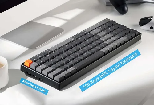 Vista 3 de Keychron Teclado mecánico inalámbrico Bluetooth K4 RGB LED retroiluminado, compacto intercambiable en caliente, 100 teclas, teclado USB con cable