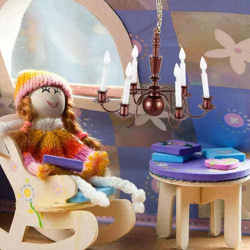 Vista 5 de GANAZONO Lámpara de techo en miniatura para casa de muñecas, mini lámpara de techo, decoración para casa de muñecas Accesorios de decoración