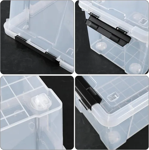 Vista 3 de Caja de almacenamiento con pestillo de 22 cuartos de galón, contenedor apilable con tapa de pestillo, contenedor de almacenamiento de plástico