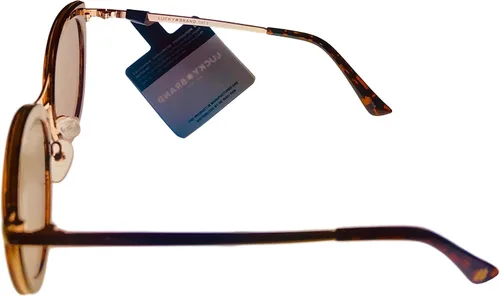 Vista 3 de Lucky Brand Gafas de sol de plástico tipo ojo de gato para mujer, luna de lente marrón, Carey