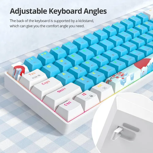 Vista 7 de Teclado mecánico 60% Teclado compacto 60% para juegos, retroiluminación RGB, 61 teclas, cable USB para PC portátil con Windows Mac
