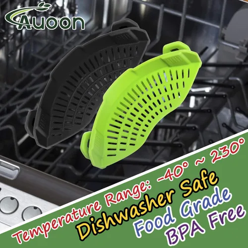 Vista 7 de AUOON - Colador con clip para todas las ollas, colador de silicona para pasta, colador de cocina para drenar fideos, grasa de carne molida
