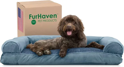 Vista 33 de Furhaven - Cama para perros, cojín de almohada tradicional sofá y colchón de espuma rectangular terapéutico de lujo con funda extraíble para perros