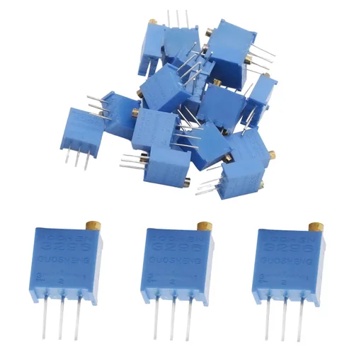 Vista 9 de Fielect 20 Potenciómetros de recortadora multigiro de 100R Ohm Potenciómetros de resistencia variable de 3 pines, 3296W-101