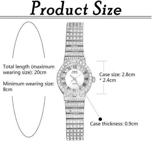 Vista 2 de Avaner Reloj de pulsera analógico de cuarzo con diamantes de imitación para hombre con correa de acero inoxidable para disfraz de Halloween