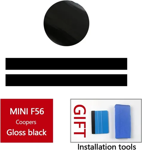Vista 7 de Pegatinas para capó de estilo de coche, diseño de rayas, para MINI Cooper F55 F56 Decoración (negro brillante)