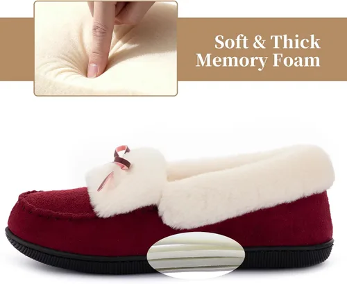 Vista 4 de RockDove Pantuflas tipo mocasín de microgamuza con forro de piel sintética para mujer