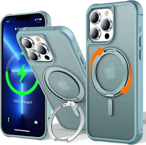 Vista 70 de UMIONE - Funda con diseño de anillo magnético giratorio de 360° para iPhone 11, soporte de bucle invisible integrado, compatible con Magsafe, funda