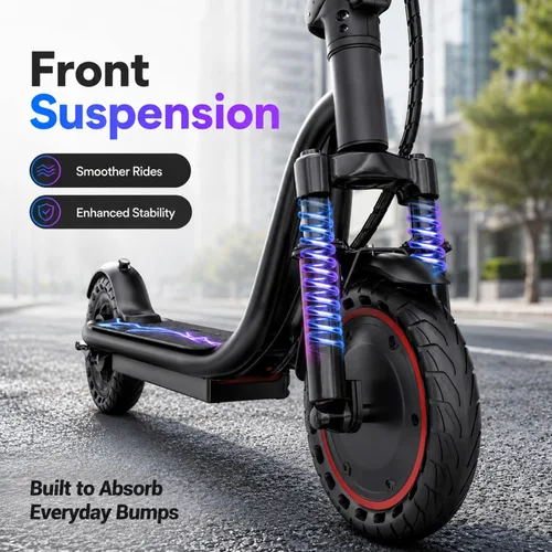 Vista 3 de Scooter eléctrico para adultos con motor de 350 W, 21 Mi, 19 MPH Black-Red
