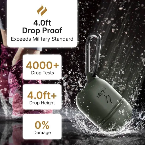 Vista 3 de Catalyst - Funda impermeable para AirPods (1ª generación, 2ª generación) edición premium, silicona protectora, carga inalámbrica, mosquetón, a