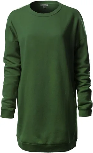 Vista 9 de MixMatchy Sudadera casual de forro polar con cuello en V para mujer, manga larga, túnica para otoño e invierno Negro (cuello redondo)