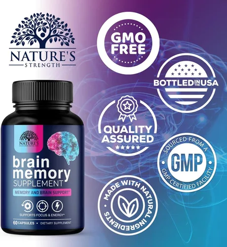 Vista 4 de Píldoras de suplemento de memoria cerebral, nootrópicos de fuerza 3X para concentración, claridad y apoyo de enfoque, salud cerebral, vitaminas