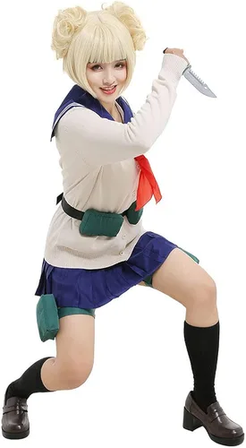 Vista 3 de miccostumes Disfraz de anime para mujer y niña, uniforme escolar JK con suéter y accesorios