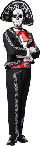 Vista 4 de Spooktacular Creations Disfraz de señor mariachi para hombre adulto, para fiesta de disfraces de Halloween, Día de los Muertos, XXL
