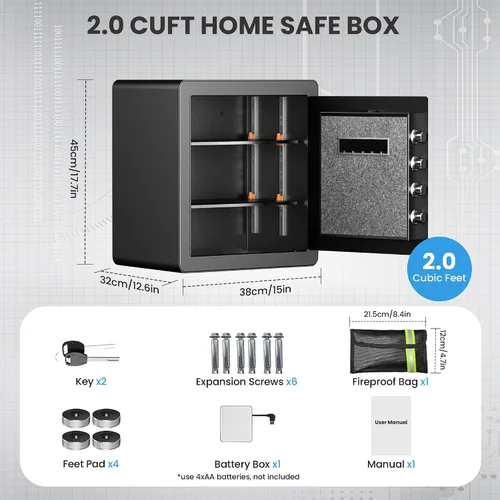 Vista 3 de Locksworth Caja de seguridad electrónica antirrobo de 2.0 pies cúbicos, con bolsa impermeable ignífuga para objetos de valor de dinero, caja