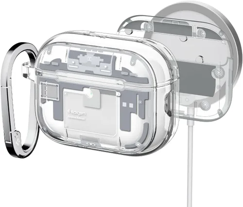 Vista 10 de Spigen Funda ultra híbrida diseñada para AirPods Pro 2 (2022/2023) TPU & PC Dual Layer Protection, Anti-Yellowing Clear Cover with Wireless