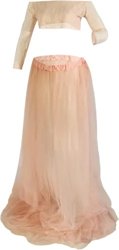 Vista 2 de Vestido de maternidad de encaje floral con hombros descubiertos, vestido de fotografía elegante de embarazo para uso diario, sesión de fotos de baby