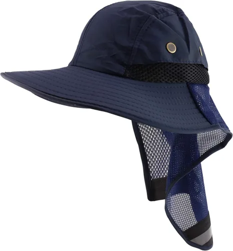 Vista 4 de Trendy Apparel Shop Sombrero Boonie sólido de alta visibilidad con solapa de malla reflectante