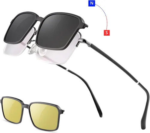 Vista 4 de Gafas de lectura multifocales progresivas para hombres y mujeres, lector de luz azul con 2 imanes, polarizados, clip 2 en 1
