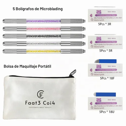 Vista 4 de Microblading Pen - Bolígrafos manuales para cejas, suministros de microcuchilla, herramienta de mano de microblading de doble cara para suministros