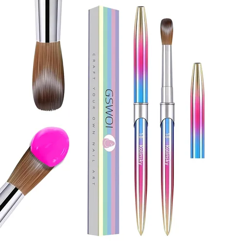 Vista 13 de Kolinsky - Brocha de uñas acrílicas 100% tamaño 8, pincel de arte de forma redonda para manicura profesional de uñas (#8, dorado)