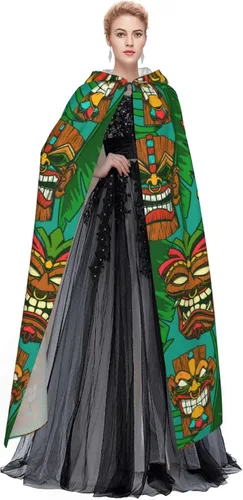 Vista 4 de Tiki Idols and Palm Leaves Halloween Mago Witch Sudadera con capucha capa de Navidad cosplay para adultos