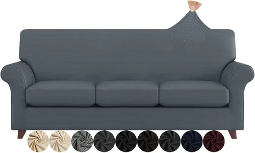 Vista 25 de ZNSAYOTX 2 fundas para sillas con brazos para sala de estar, súper suave, con funda de cojín de asiento, gruesa, duradera, mezcla de elastano, alta