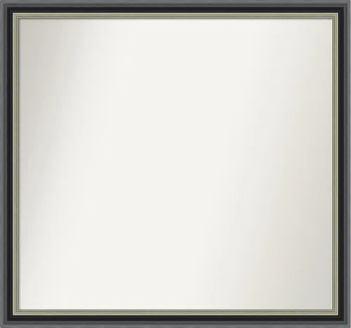 Vista 45 de Amanti Art Espejo de baño negro para sobre el fregadero, 23 x 23 pulgadas, espejo cuadrado negro Ashton, marco de madera tradicional mediano, se