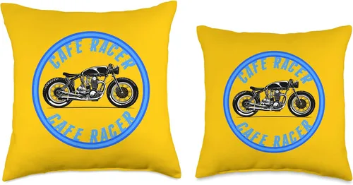 Vista 3 de American Cafe Racer Motorcycle Apparel and Merch Cafe Racer Biker Men Women Adult Teens Boys Girls Kids Youth Throw Pillow, 16x16, Multicolor
