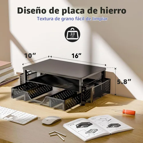 Vista 7 de Simple Trending Organizador de escritorio y accesorios, soporte elevador