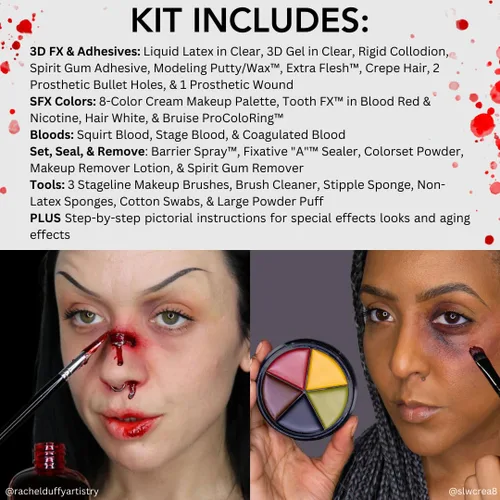 Vista 9 de Kit de maquillaje Mehron Special FX All-Pro Kit profesional completo para escenario Efectos especiales para teatro, Halloween y cosplay