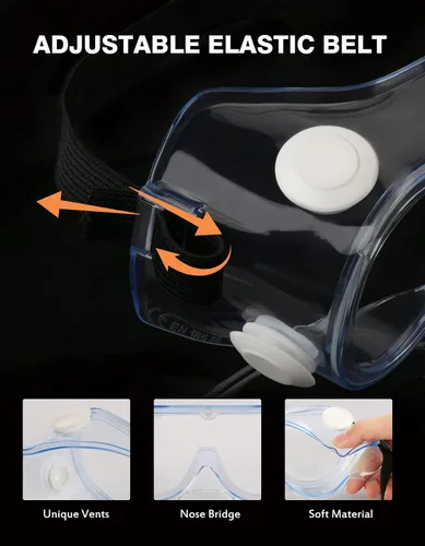 Vista 2 de MELASA Anteojos de seguridad ANSI Z87.1, antivaho gafas protectoras de laboratorio, gafas de protección ocular Comfortable Soft Edge Design