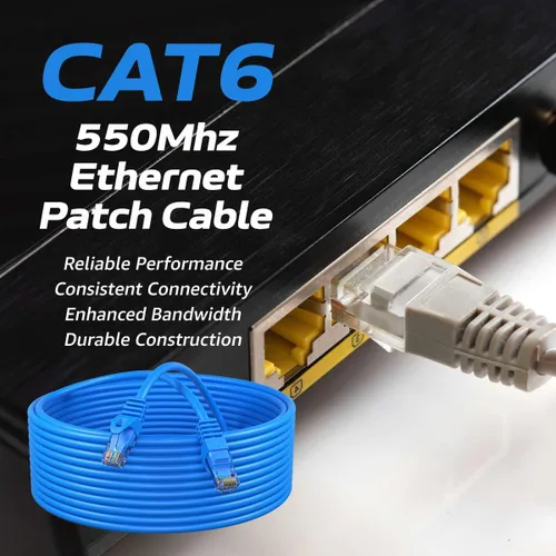 Vista 2 de Cables Direct Online Paquete de 2 cables de conexión Ethernet de red Cat6 de 1.5 pies, cable de Internet de 550 Mhz, compatible con PC, laptop