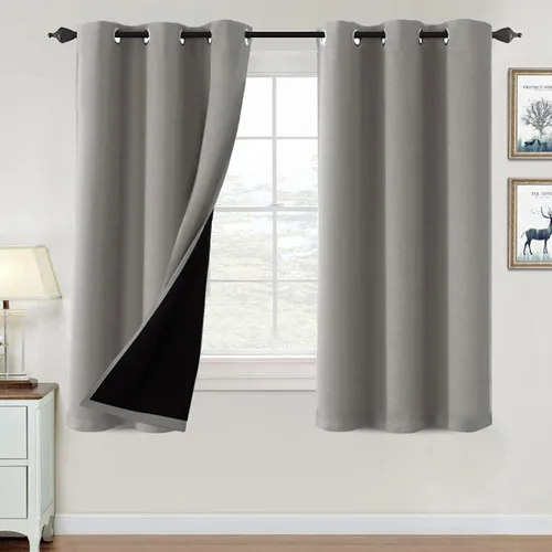 Vista 103 de H.VERSAILTEX Cortinas 100% de opacidad para dormitorio, con aislamiento térmico, cortinas opacas de 63 pulgadas de largo, cortinas de bloqueo