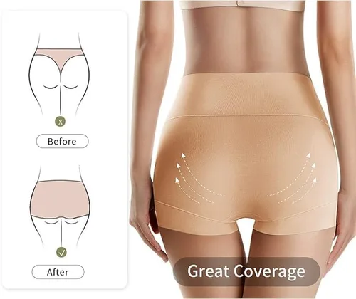 Vista 3 de EVEFIT - Ropa interior de algodón para mujer, de cintura alta, cobertura completa, paquete de 4 unidades (talla regular y grande)