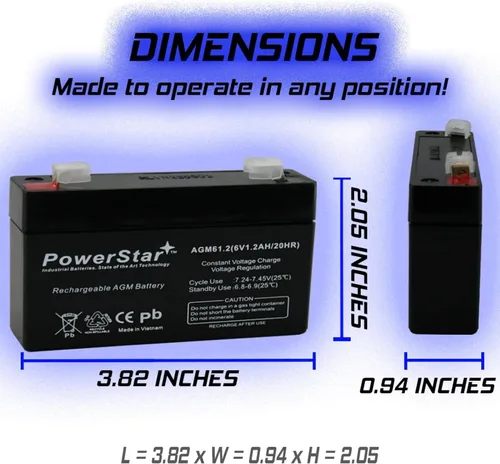 Vista 7 de Batería SLA de 6V 1.2AH - Batería de respaldo para GE Simon & XT Panel