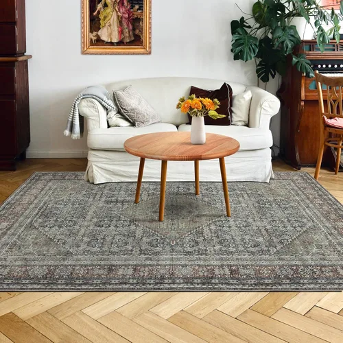 Vista 47 de Alfombra de área de 5 x 7, alfombra bohemia vintage, ultra suave, de pelo bajo, lavable, antideslizante, resistente a las manchas, alfombra impresa