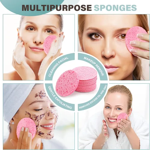 Vista 6 de 50 esponjas faciales comprimidas para esteticistas, esponjas cosméticas naturales de spa para limpieza facial, mascarilla exfoliante, eliminación